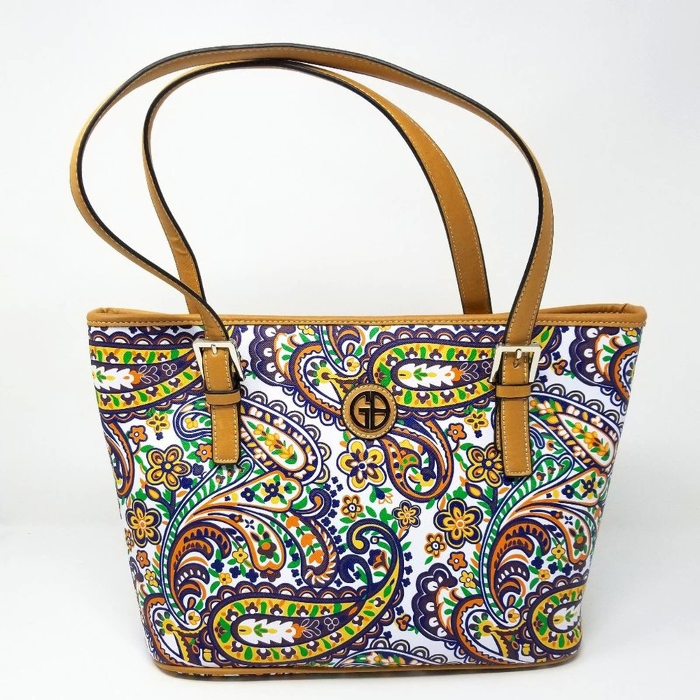 Giani Bernini Saffiano Multi Paisley Medium Size Tote New w/ Tag